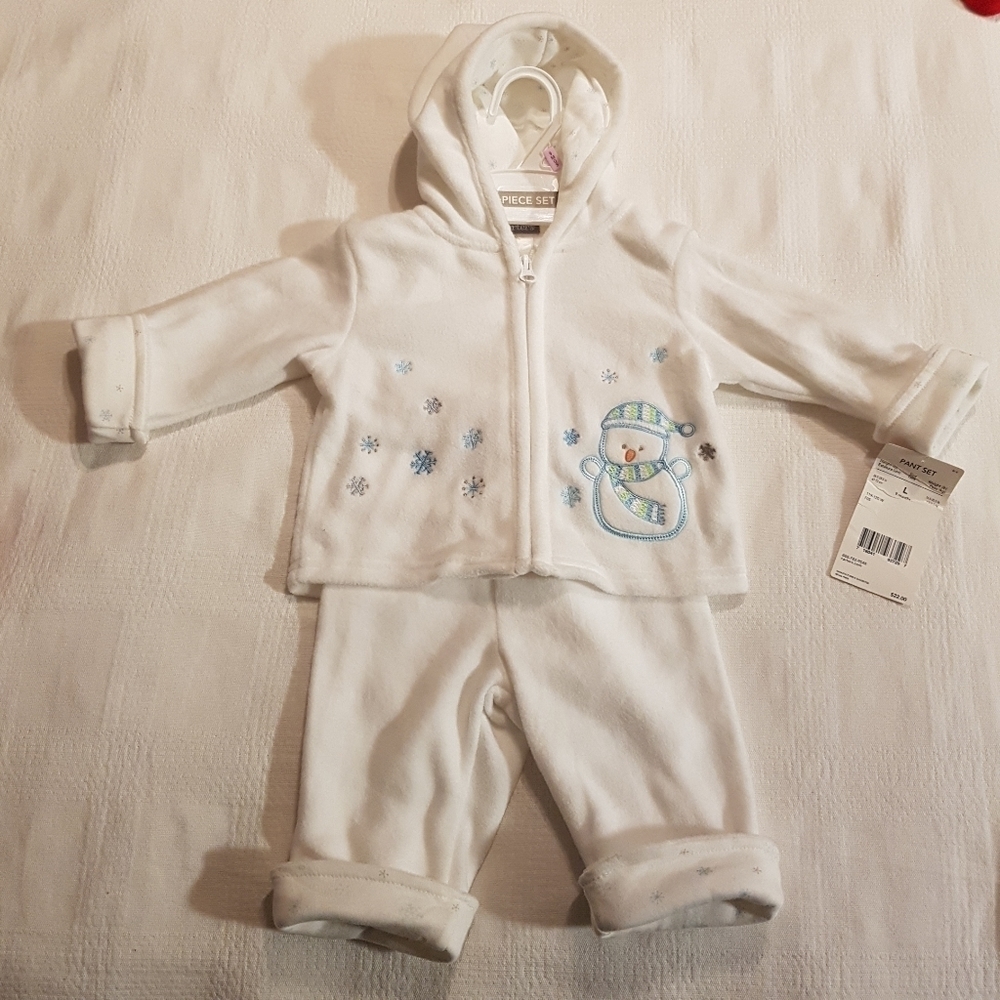 Carter's boys 9 months white fleece 2 piece outfit holiday wear